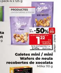 Dia MILKA Galetes mini / mini Wafers de neula recobertes de xocolata oferta