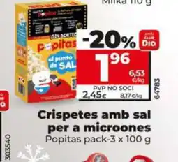 Dia POPITAS Crispetes amb sal per a microones oferta