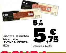 Supeco LEYENDA IBÉRICA Chorizo o salchichón ibérico cular oferta