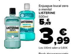 Supeco LISTERINE Enjuague bucal zero o mentol oferta