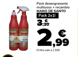 Supeco MANO DE SANTO Pack desengrasante multiusos + recambio oferta