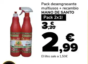 Supeco MANO DE SANTO Pack desengrasante multiusos + recambio oferta