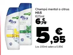 Supeco H&S Champú mentol o citrus oferta