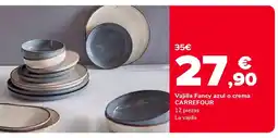 Supeco CARREFOUR Vajilla Fancy azul o crema oferta