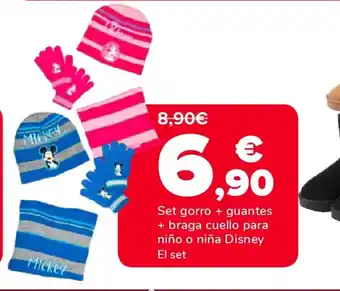 Supeco Set gorro + guantes + braga cuello para niño o niña Disney oferta