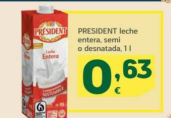 HiperDino President Leche Entera Semi O Desnatada oferta