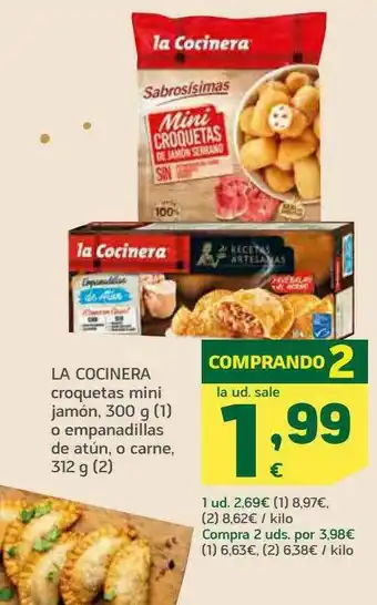 HiperDino La Cocinera Croquetas Mini Jamón O Empanadillas De Atún O Carne oferta