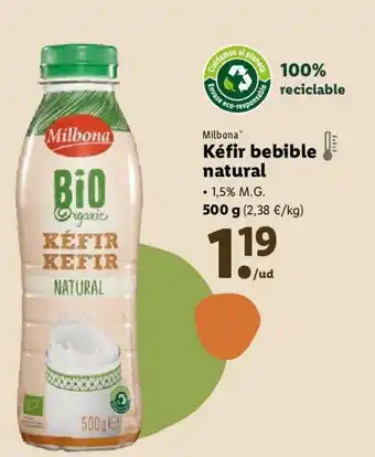 Lidl Milbona Kéfir bebible natural 500g oferta