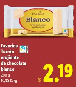 Lidl FAVORINA Turrón crujiente de chocolate blanco oferta