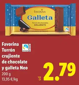 Lidl FAVORINA Turrón crujiente de chocolate y galleta Neo oferta