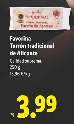 Lidl FAVORINA Turrón tradicional de Alicante oferta