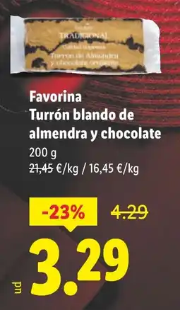 Lidl FAVORINA Turrón blando de almendra y chocolate oferta