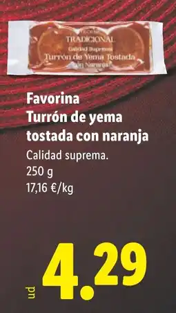 Lidl FAVORINA Turrón de yema tostada con naranja oferta