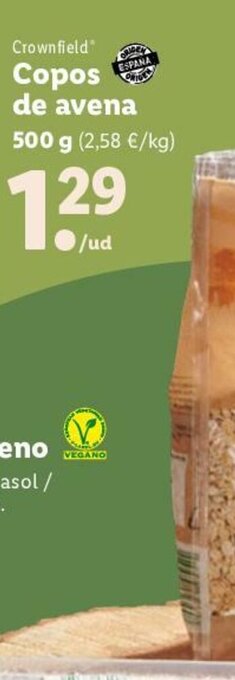 Lidl Crownfield Copos de avena 500g oferta