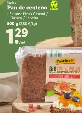 Lidl Tastino Pan de centeno 500g oferta