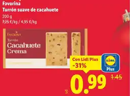 Lidl FAVORINA Turrón suave de cacahuete oferta
