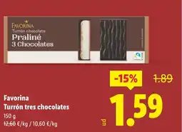 Lidl FAVORINA Turrón tres chocolates oferta