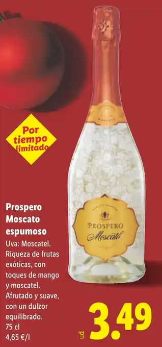 Lidl Prospero Moscato espumoso oferta