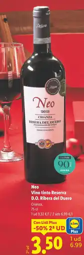 Lidl DELUXE Neo vino tinto reserva d.o. ribera del duero oferta