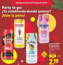 Lidl HAVANA CLUB / MALIBU / ABSOLUT / BEEFEATER Combinados de licor oferta