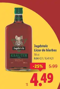 Lidl JAGDSTOLZ Licor de hierbas oferta