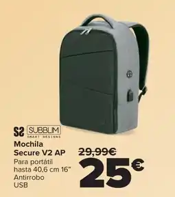Carrefour SUBBLIM Mochila Secure V2 AP oferta