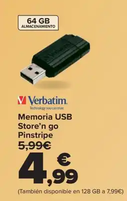 Carrefour VERBATIM Memoria USB Store'n go Pinstripe oferta