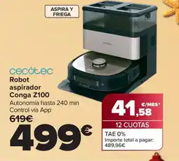 Carrefour CECOTEC Robot aspirador Conga Z100 oferta