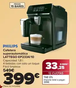 Carrefour PHILIPS Cafetera superautomática LATTEGO EP2334/10 oferta