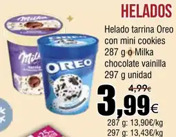 FROIZ Helado tarrina Oreo con mini cookies o Milka chocolate vainilla oferta
