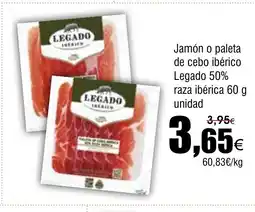 FROIZ Jamón o paleta de cebo ibérico Legado 50% raza ibérica oferta