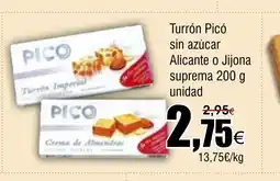FROIZ Turrón Picó sin azúcar Alicante o Jijona suprema oferta