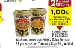 FROIZ YATEKOMO Arroz con Pollo y Salsa Teriyaki o Arroz con Ternera y Soja oferta