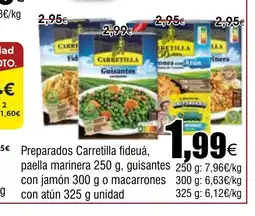 FROIZ Preparados Carretilla fideuá, paella marinera, guisantes con jamón o macarrones con atún oferta