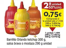 FROIZ Barrilito Orlando ketchup salsa brava o mostaza oferta