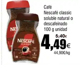 FROIZ Café Nescafé classic soluble natural o descafeinado oferta