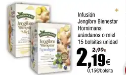 FROIZ Infusión Jengibre Bienestar Hornimans arándanos o miel 15 bolsitas unidad oferta
