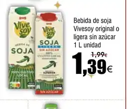 FROIZ Bebida de soja Vivesoy original o ligera sin azúcar oferta