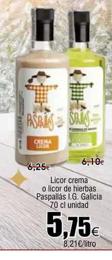 FROIZ Licor crema o licor de hierbas Paspallás I.G. Galicia oferta