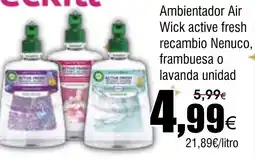 FROIZ Ambientador Air Wick active fresh recambio Nenuco, frambuesa o lavanda unidad oferta