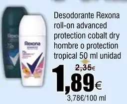 FROIZ Desodorante Rexona roll-on advanced protection cobalt dry hombre o protection tropical oferta