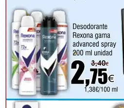 FROIZ Desodorante Rexona gama advanced spray oferta