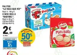 E.Leclerc LA VACA QUE RÍE O BABYBEL Palitos o mini rolls oferta