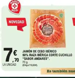E.Leclerc SABOR ANDARES Jamón de cebo ibérico 50% raza ibérica corte cuchillo oferta