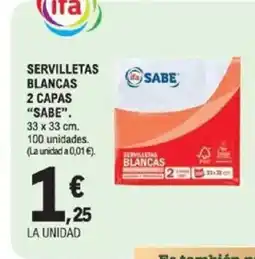E.Leclerc SABE Servilletas blancas 2 capas oferta