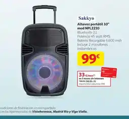 Alcampo SAKKYO Altavoz portátil 10" mod NPL2210 oferta