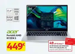 Alcampo ACER Portátil AMD RYZEN 5 oferta