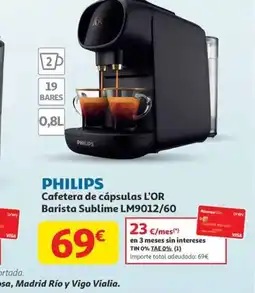 Alcampo PHILIPS Cafetera de cápsulas L'OR Barista Sublime LM9012/60 oferta