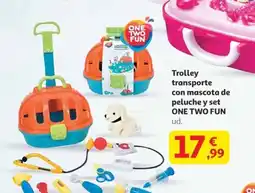 Alcampo ONE TWO FUN Trolley transporte con mascota de peluche y set oferta