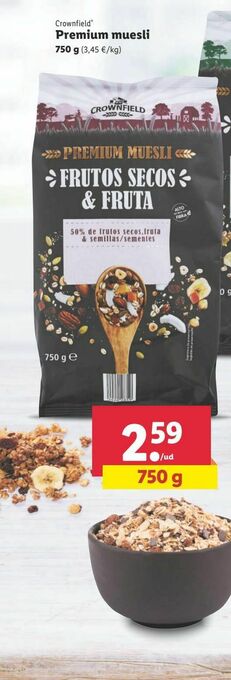Lidl Muesli con frutas crownfield oferta